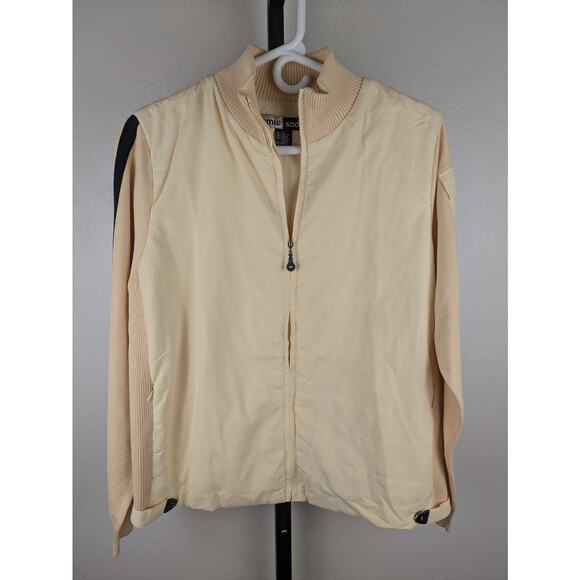Jamie Sadock Large Silk Blend Zip Front Active Golf Jacket yellow peach READ - Picture 1 of 12